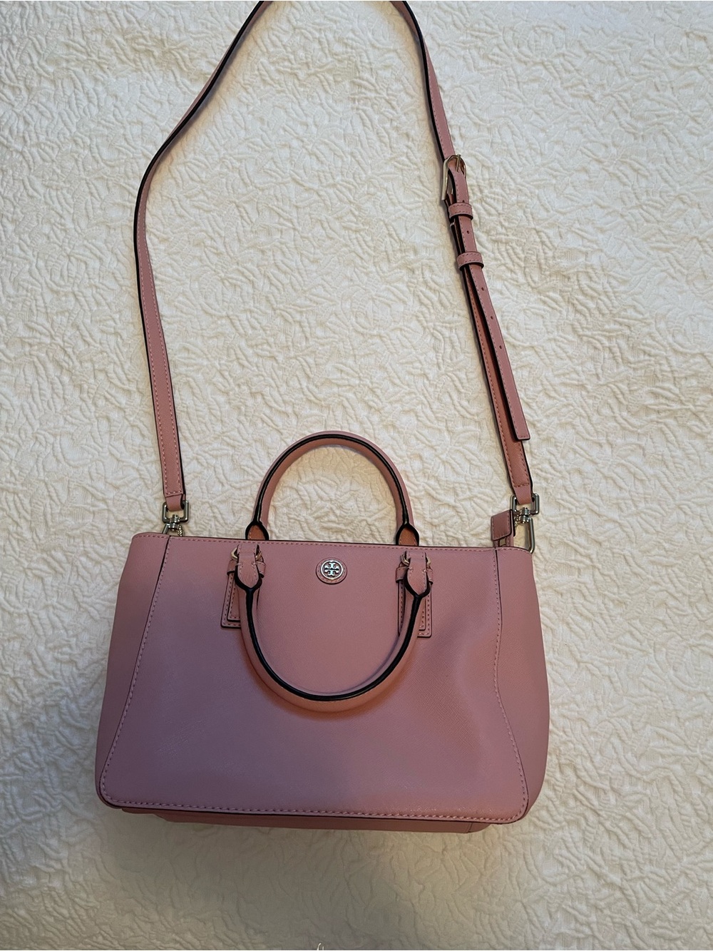Tory Burch Pink Leather Crossbody Satchel